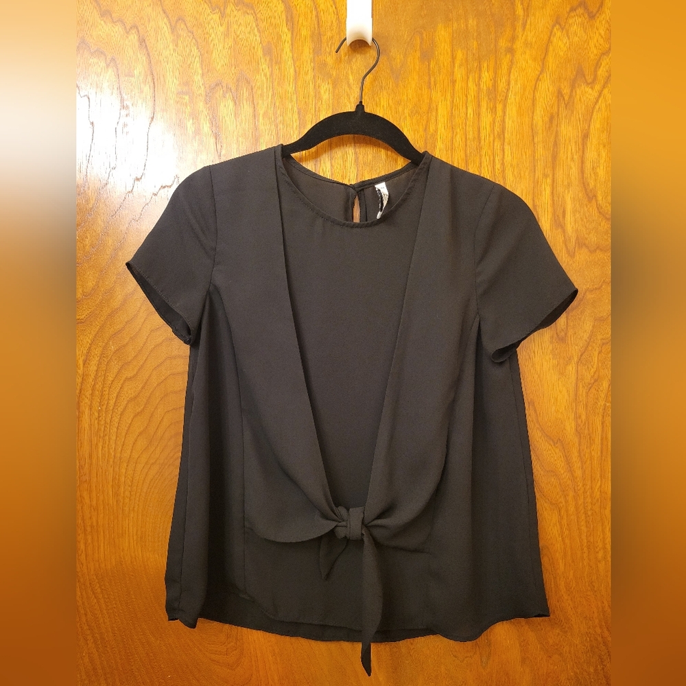 Zara Black Tie-Front Blouse